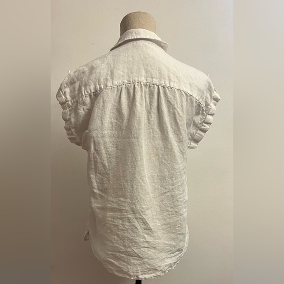 Lord & Taylor Women’s Linen Shirt Cap Sleeve Button Down Small White - Picture 2 of 7